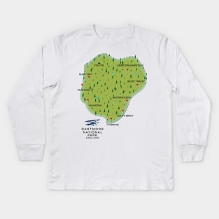 Dartmoor national park England Map Kids Long Sleeve T-Shirt